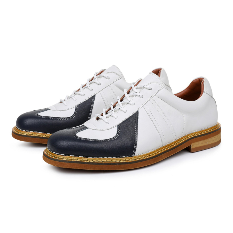 Ανδρικά Δερμάτινα Παπούτσια – Χειροποίητα, Βρετανικό Στυλ, Άνω μέρος από Δέρμα Αγελάδας, Σόλα από Καουτσούκ-Αφρό, Στρογγυλή Μύτη, Δέσιμο Μπροστά