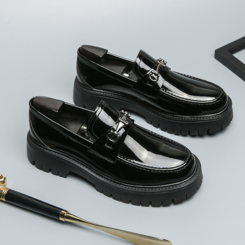 Мъжки лоуфъри slip-on с повдигаща подметка 3–5 см, горна част с райета от супер влакна, EVA стелка