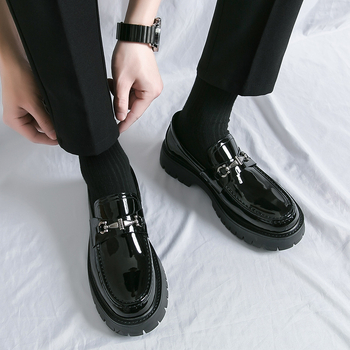 Мъжки лоуфъри slip-on с повдигаща подметка 3–5 см, горна част с райета от супер влакна, EVA стелка