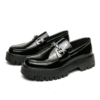 Мъжки лоуфъри slip-on с повдигаща подметка 3–5 см, горна част с райета от супер влакна, EVA стелка