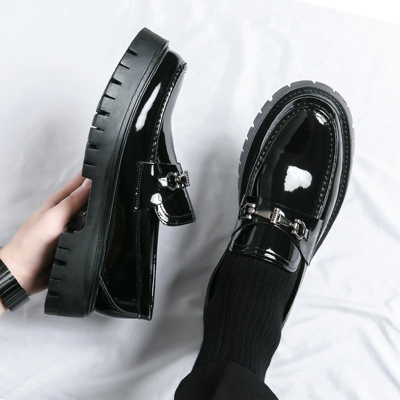 Мъжки лоуфъри slip-on с повдигаща подметка 3–5 см, горна част с райета от супер влакна, EVA стелка