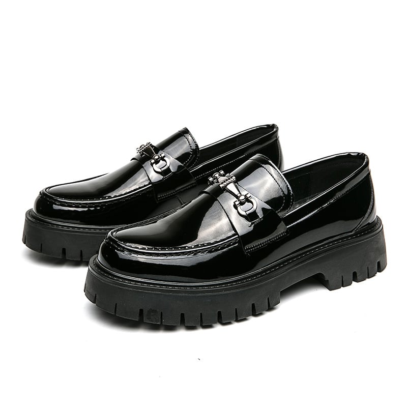 Мъжки лоуфъри slip-on с повдигаща подметка 3–5 см, горна част с райета от супер влакна, EVA стелка