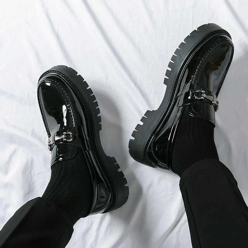 Мъжки лоуфъри slip-on с повдигаща подметка 3–5 см, горна част с райета от супер влакна, EVA стелка