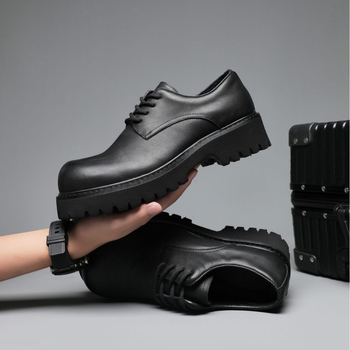 Pánske Derby topánky z kože prvej vrstvy, podrážka z peny gumy, okrúhla špička, 3–5 cm päta, nízky profil, kožené pracovné topánky na bežné nosenie