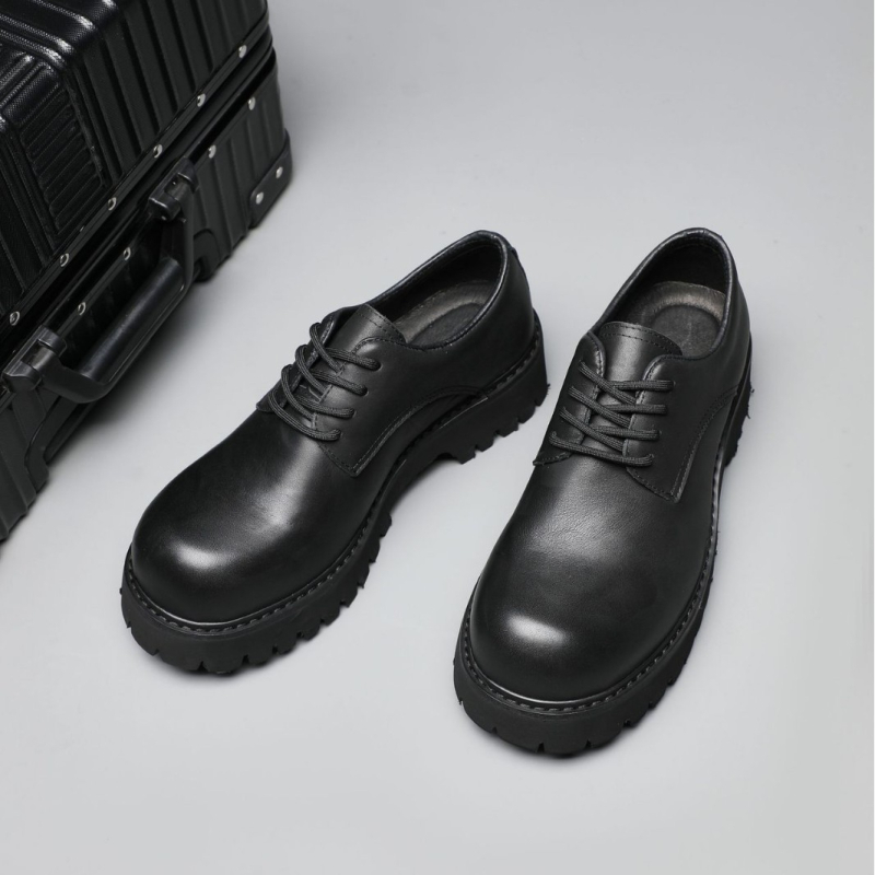 Pánske Derby topánky z kože prvej vrstvy, podrážka z peny gumy, okrúhla špička, 3–5 cm päta, nízky profil, kožené pracovné topánky na bežné nosenie