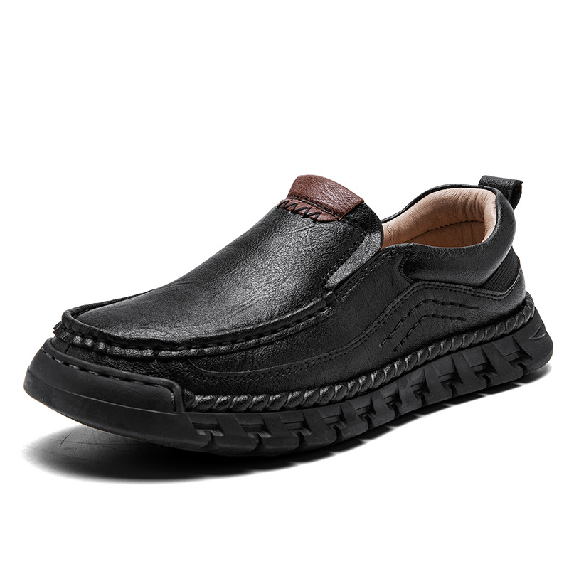 Muške casual kožne loaferice – gornji dio od prave kože; potplat od gume; okrugli vrh; niski potpetica 1–3 cm; Crazy Horse završna obrada