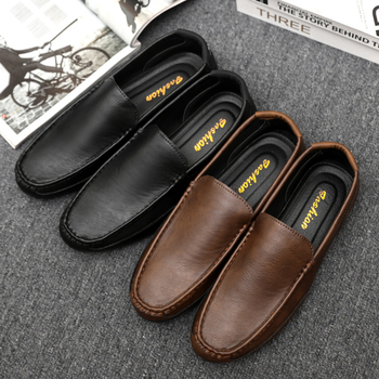 Muški loafers Slip-On od umjetne kože, okrugli vrh, gumena potplat, niski potpetica 1–3 cm, PU uložak