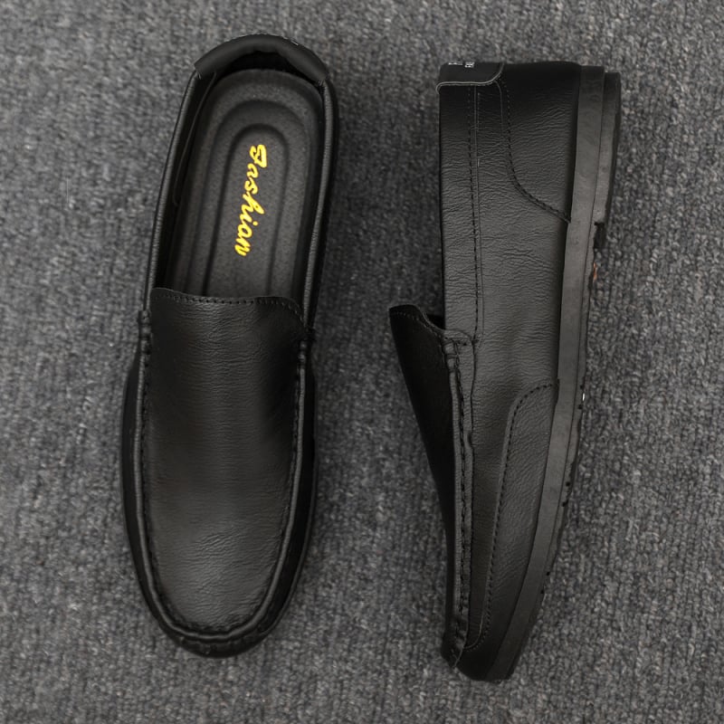 Muški loafers Slip-On od umjetne kože, okrugli vrh, gumena potplat, niski potpetica 1–3 cm, PU uložak