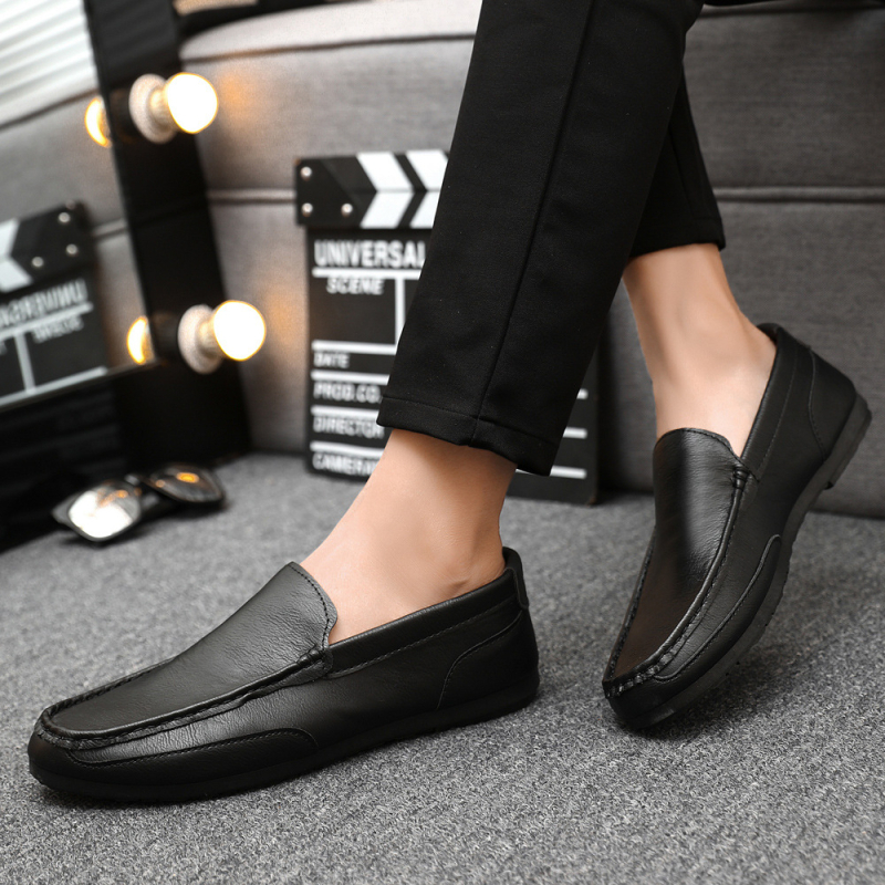Muški loafers Slip-On od umjetne kože, okrugli vrh, gumena potplat, niski potpetica 1–3 cm, PU uložak