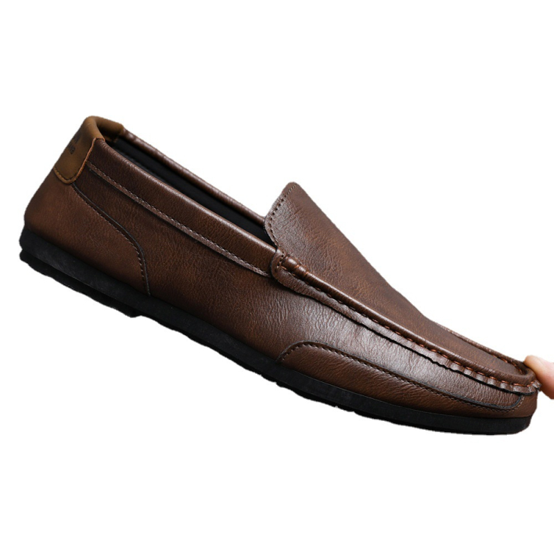 Muški loafers Slip-On od umjetne kože, okrugli vrh, gumena potplat, niski potpetica 1–3 cm, PU uložak