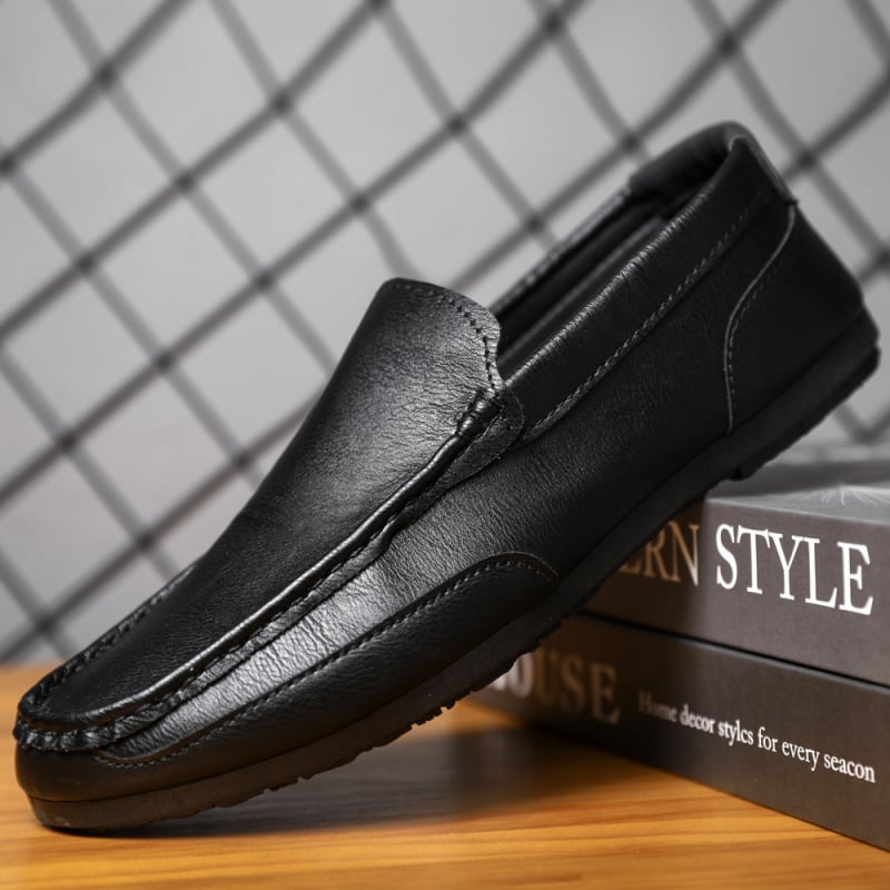 Muški loafers Slip-On od umjetne kože, okrugli vrh, gumena potplat, niski potpetica 1–3 cm, PU uložak