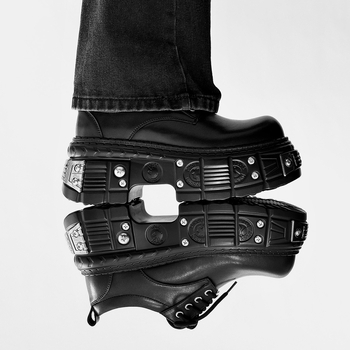 Mužské punk derby topánky s EVA hornou, gumová podrážka, guľatý špič, stredne vysoká päta 3–5 cm