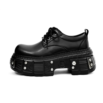 Mužské punk derby topánky s EVA hornou, gumová podrážka, guľatý špič, stredne vysoká päta 3–5 cm