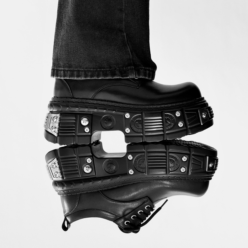 Mužské punk derby topánky s EVA hornou, gumová podrážka, guľatý špič, stredne vysoká päta 3–5 cm