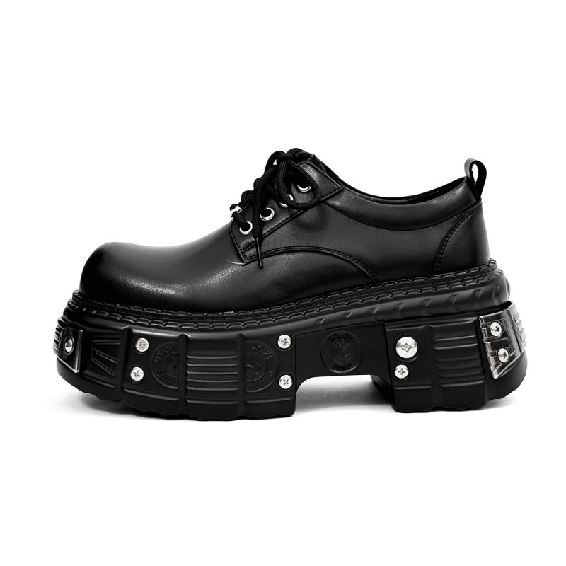 Mužské punk derby topánky s EVA hornou, gumová podrážka, guľatý špič, stredne vysoká päta 3–5 cm