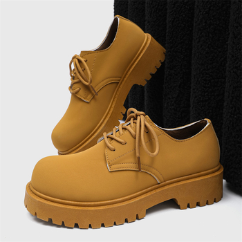 Derby topánky pre mužov, PU vrchný materiál, plastová podrážka, okrúhla špička, šnúrkové zapínanie, zvýšenie výšky