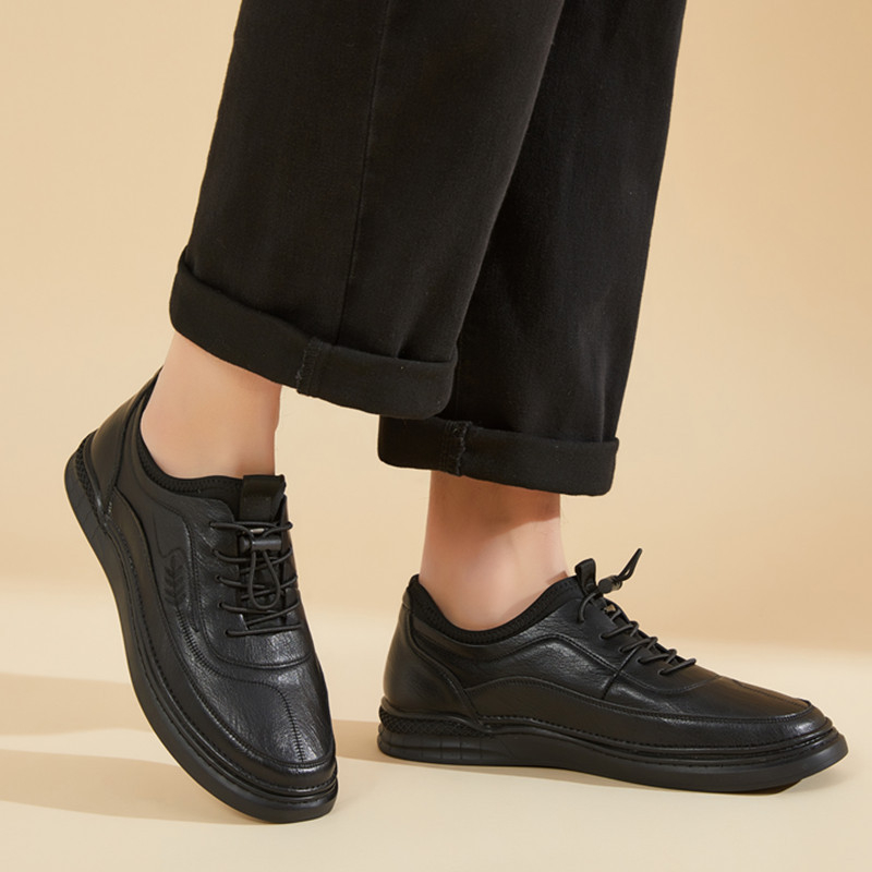 Muške zimske slip-on cipele od prave kože s vunenom podstavom, mekana gumena potplat