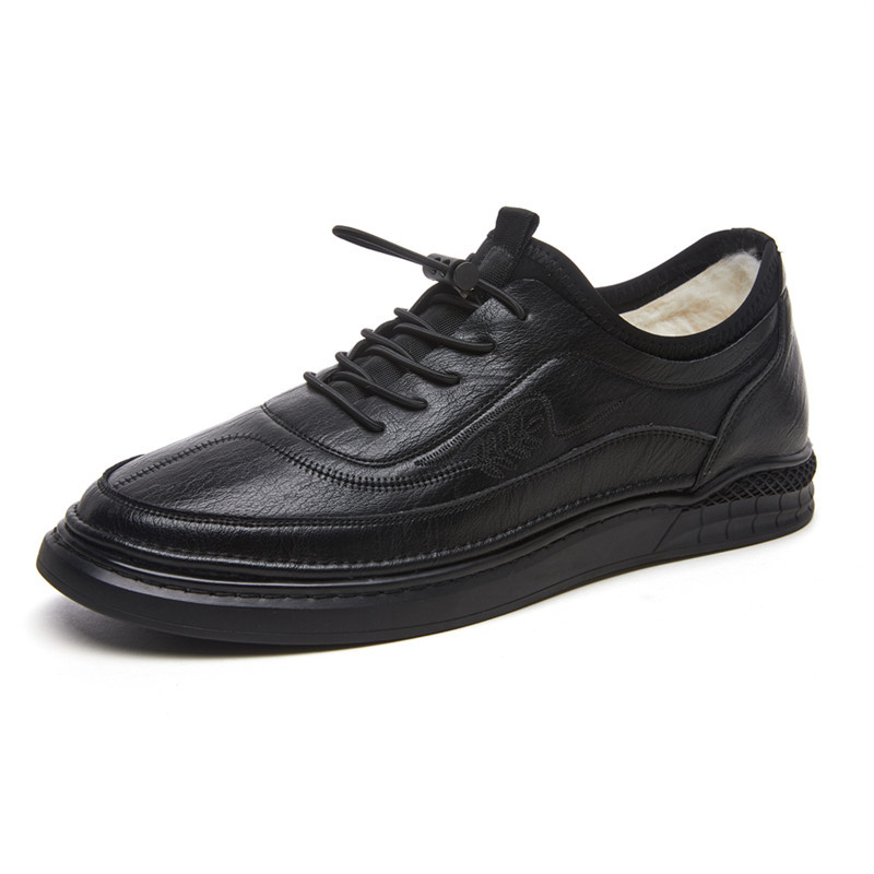 Muške zimske slip-on cipele od prave kože s vunenom podstavom, mekana gumena potplat