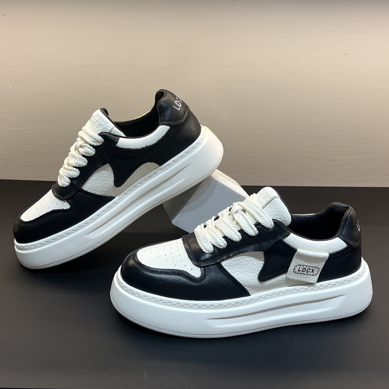Muške kožne bijele tenisice s debelim potplatom, britski stil, minimalističke i svestrane za svakodnevnu upotrebu