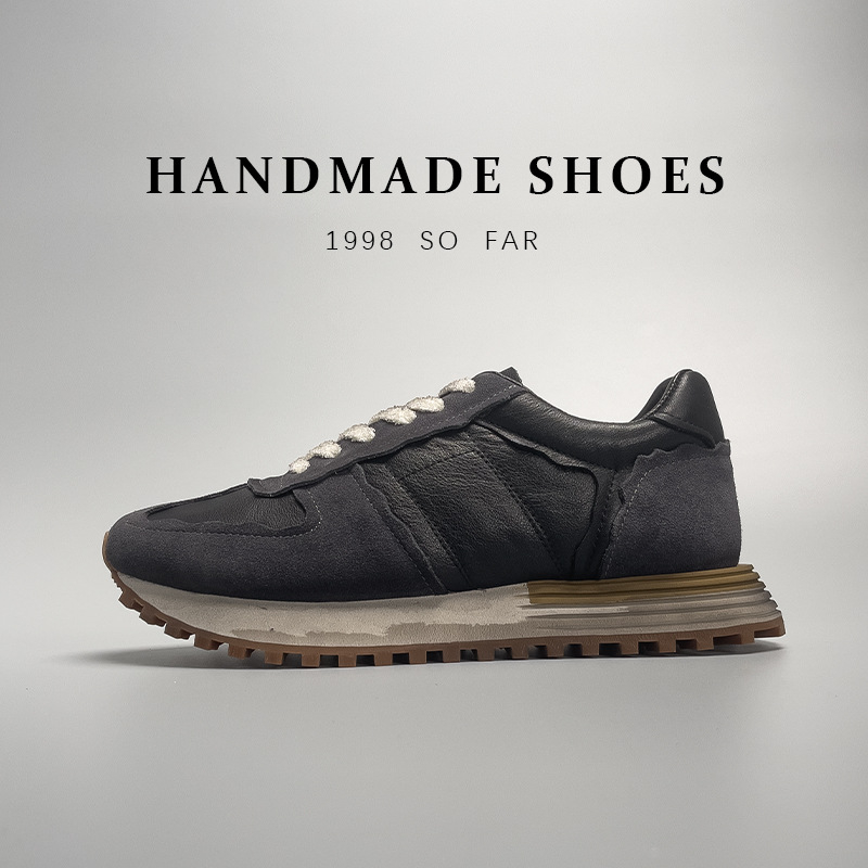 Black Bear muške cipele od prave kože, prozračne, s debelim potplatom, retro izblijedjeli stil, ručna izrada, casual obuća