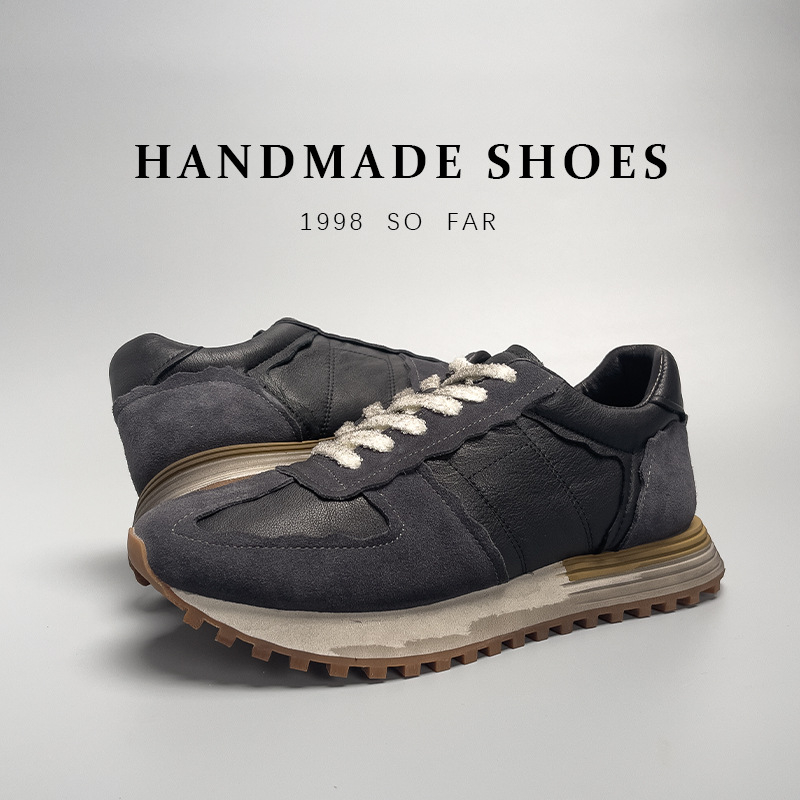 Black Bear muške cipele od prave kože, prozračne, s debelim potplatom, retro izblijedjeli stil, ručna izrada, casual obuća