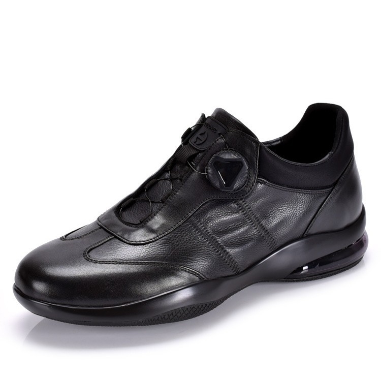 Muške kožne cipele od prvog sloja kože, okrugli vrh, debeli đon s zračnom jastučićem, slip-on s elastikom