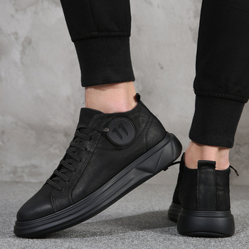 Pantofi board pentru bărbați - partea superioară din piele naturală, talpă PU, branț din fibră super, toc mic 1-3 cm, deschidere superficială, stil de relaxare