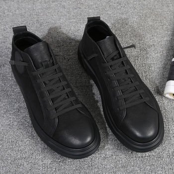 Pantofi board pentru bărbați - partea superioară din piele naturală, talpă PU, branț din fibră super, toc mic 1-3 cm, deschidere superficială, stil de relaxare