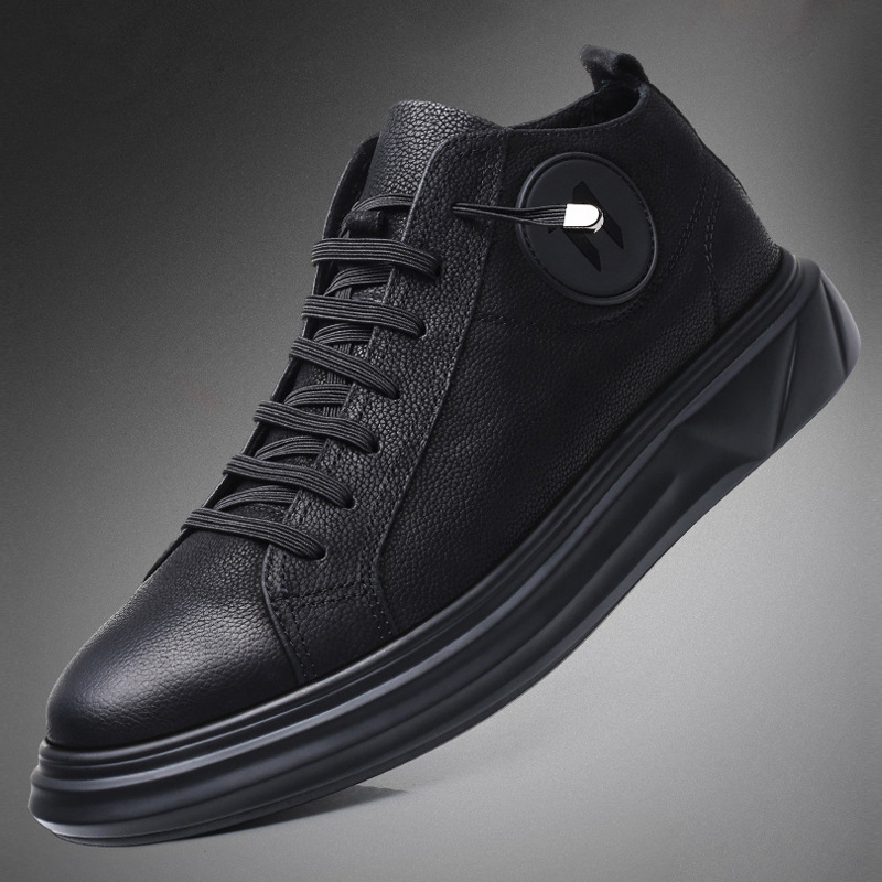 Pantofi board pentru bărbați - partea superioară din piele naturală, talpă PU, branț din fibră super, toc mic 1-3 cm, deschidere superficială, stil de relaxare