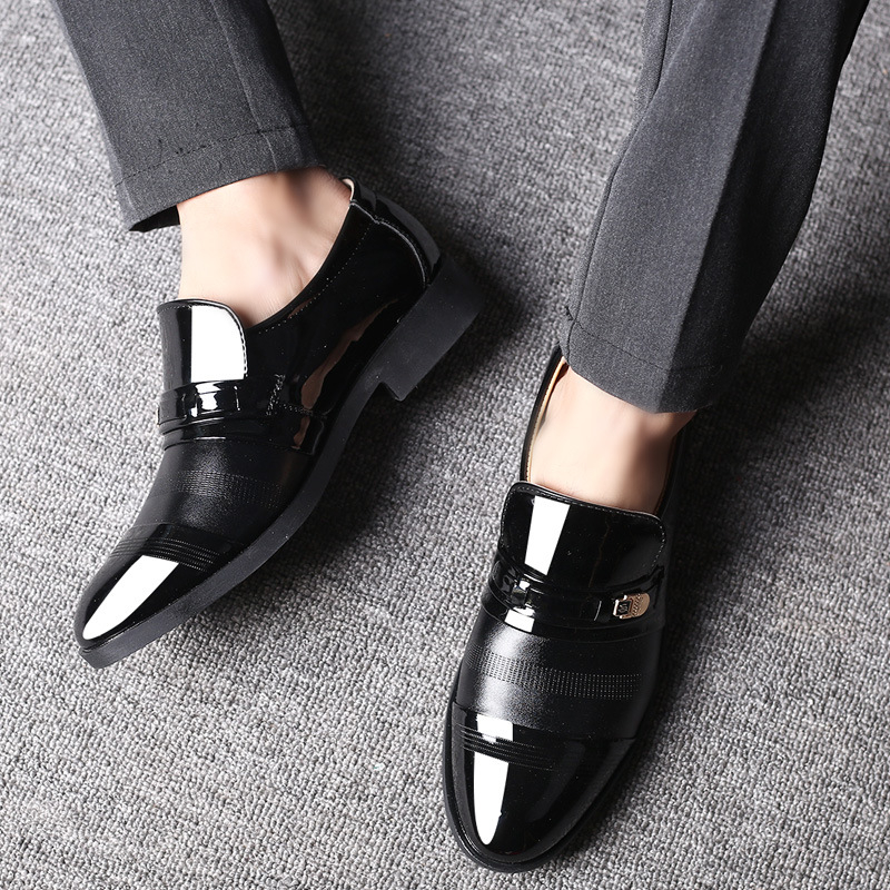 Muške kožne cipele, Slip-On, PU gornji dio, PU đon, šiljat prst, poslovni stil