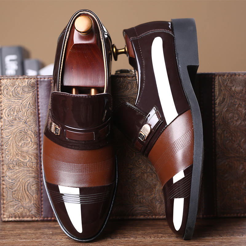 Muške kožne cipele, Slip-On, PU gornji dio, PU đon, šiljat prst, poslovni stil