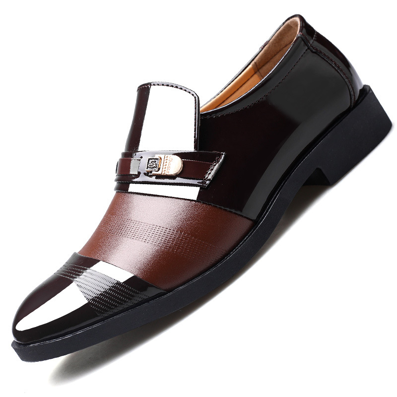 Muške kožne cipele, Slip-On, PU gornji dio, PU đon, šiljat prst, poslovni stil