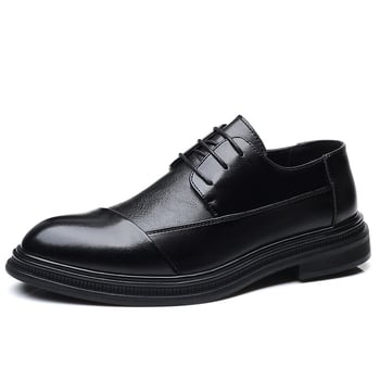 Pantofi din piele pentru bărbați Molianseng, vamp din piele regenerată, talpă din cauciuc, talie joasă, respirabili, anti-derapare, rezistenți la uzură