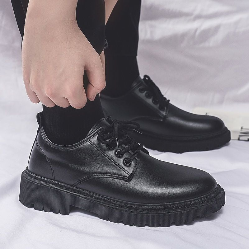 Pantofi din piele pentru bărbați, pentru toate anotimpurile, casual și versatile, cu șireturi, cu guler jos, vârf rotund, căptușiți cu blană de iepure