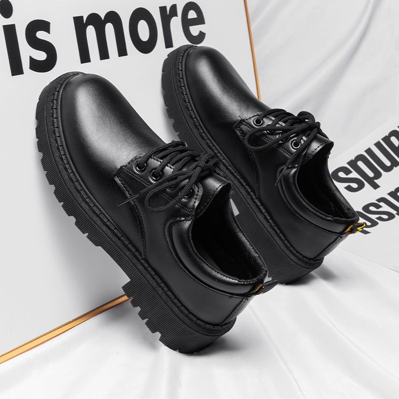 Pantofi din piele pentru bărbați, pentru toate anotimpurile, casual și versatile, cu șireturi, cu guler jos, vârf rotund, căptușiți cu blană de iepure