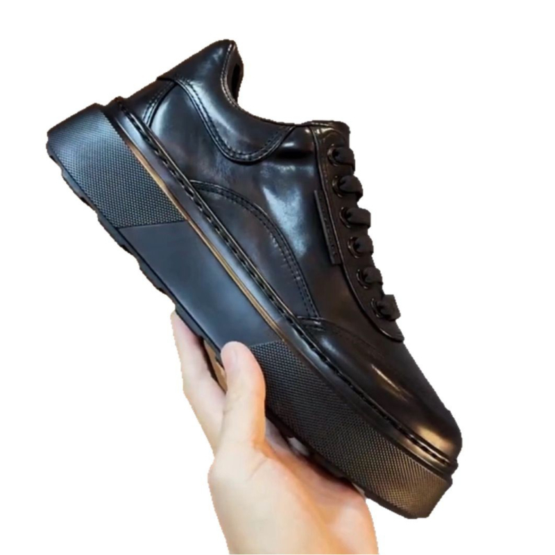 Adidași pentru bărbați din piele naturală, partea superioară din piele de primul strat, vârf rotund, talpă din spumă de cauciuc, închidere cu bandă elastică