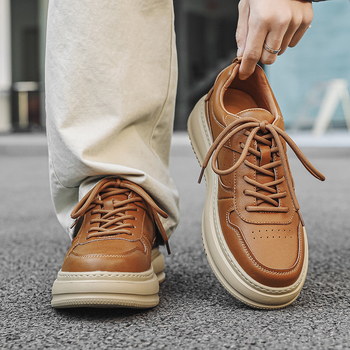 Pantofi din piele pentru bărbați, partea superioară din pigskin piele, vârf din piele, talpă din spumă, rezistenți la abraziune, stil business (Primăvara 2025)