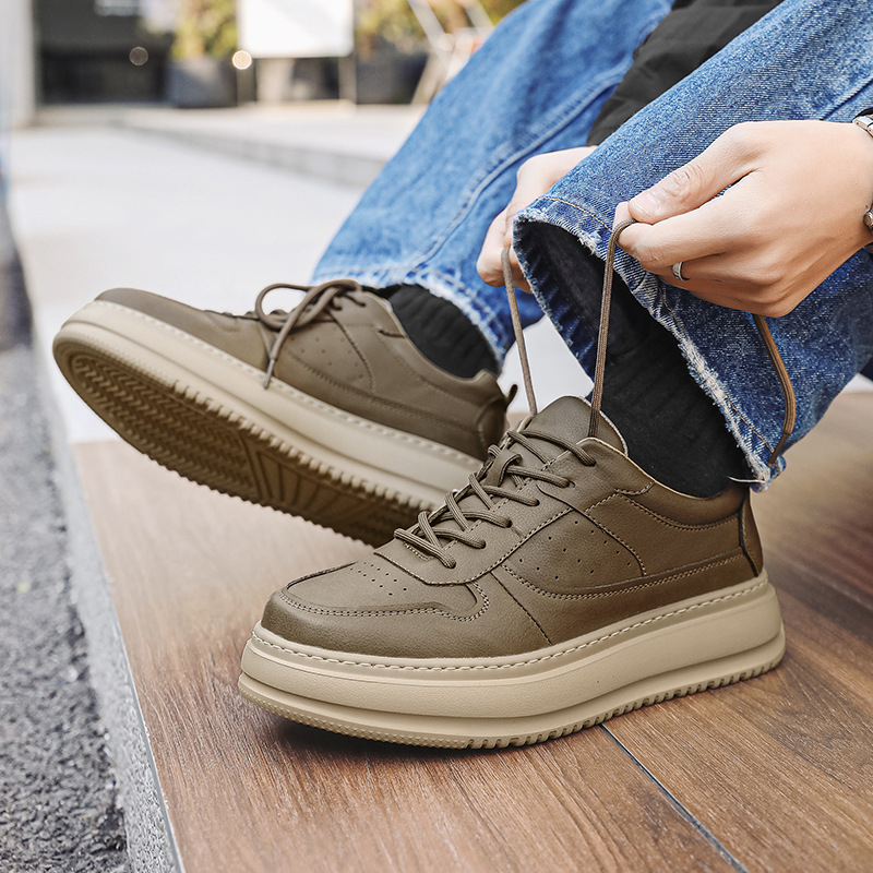 Pantofi din piele pentru bărbați, partea superioară din pigskin piele, vârf din piele, talpă din spumă, rezistenți la abraziune, stil business (Primăvara 2025)