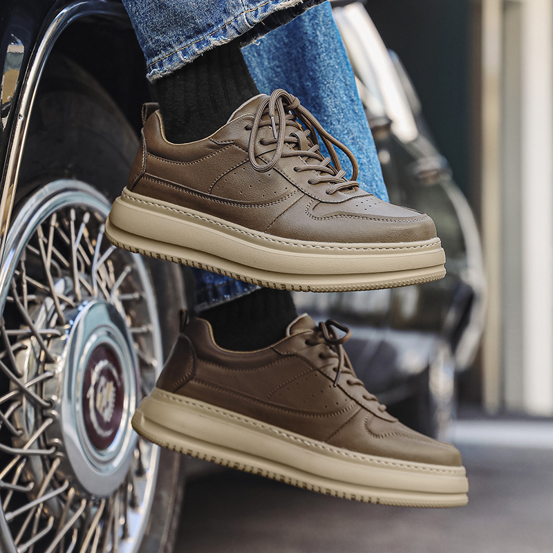 Pantofi din piele pentru bărbați, partea superioară din pigskin piele, vârf din piele, talpă din spumă, rezistenți la abraziune, stil business (Primăvara 2025)