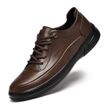 Pantofi pentru bărbați din piele – partea superioară din piele de vită, talpă din cauciuc, vârf rotund, toc mic 1–3 cm, respirabili