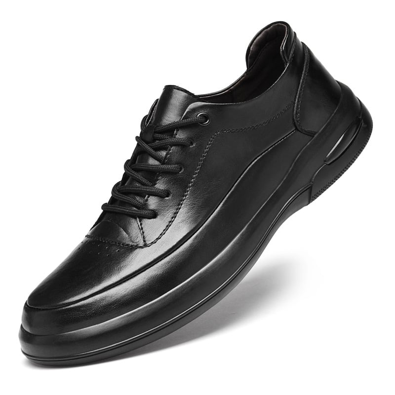 Pantofi pentru bărbați din piele – partea superioară din piele de vită, talpă din cauciuc, vârf rotund, toc mic 1–3 cm, respirabili