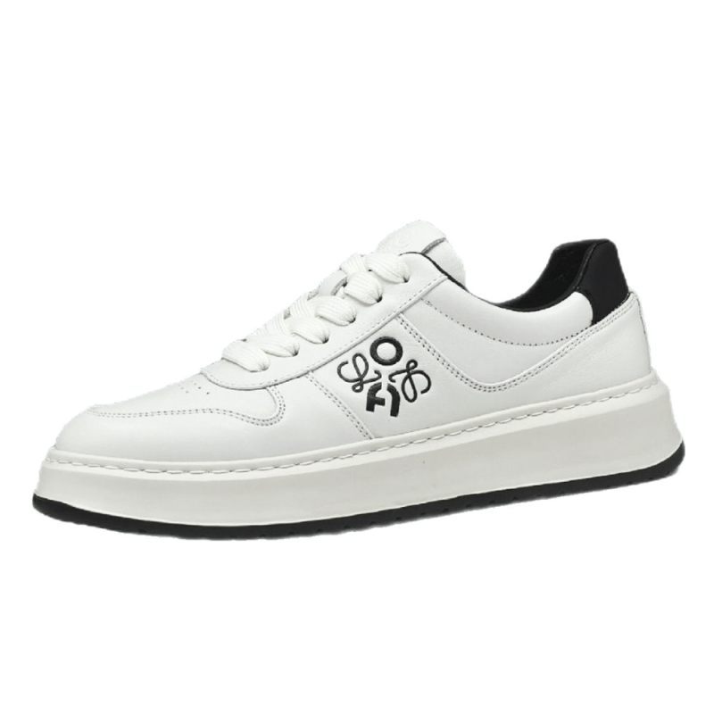 Adidași de sport pentru bărbați din piele de vită de primă calitate, vârf rotund, stil coreean, închidere cu bandă elastică, talpă din cauciuc