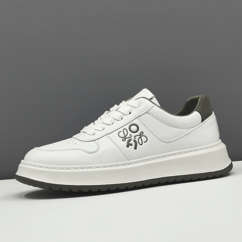 Adidași de sport pentru bărbați din piele de vită de primă calitate, vârf rotund, stil coreean, închidere cu bandă elastică, talpă din cauciuc