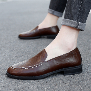 Unisex kožni loafer slip-on s PU uloškom, gumom na potplati, niski potplat