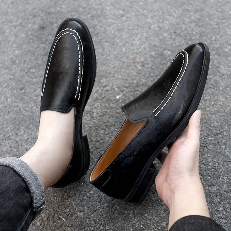 Unisex kožni loafer slip-on s PU uloškom, gumom na potplati, niski potplat