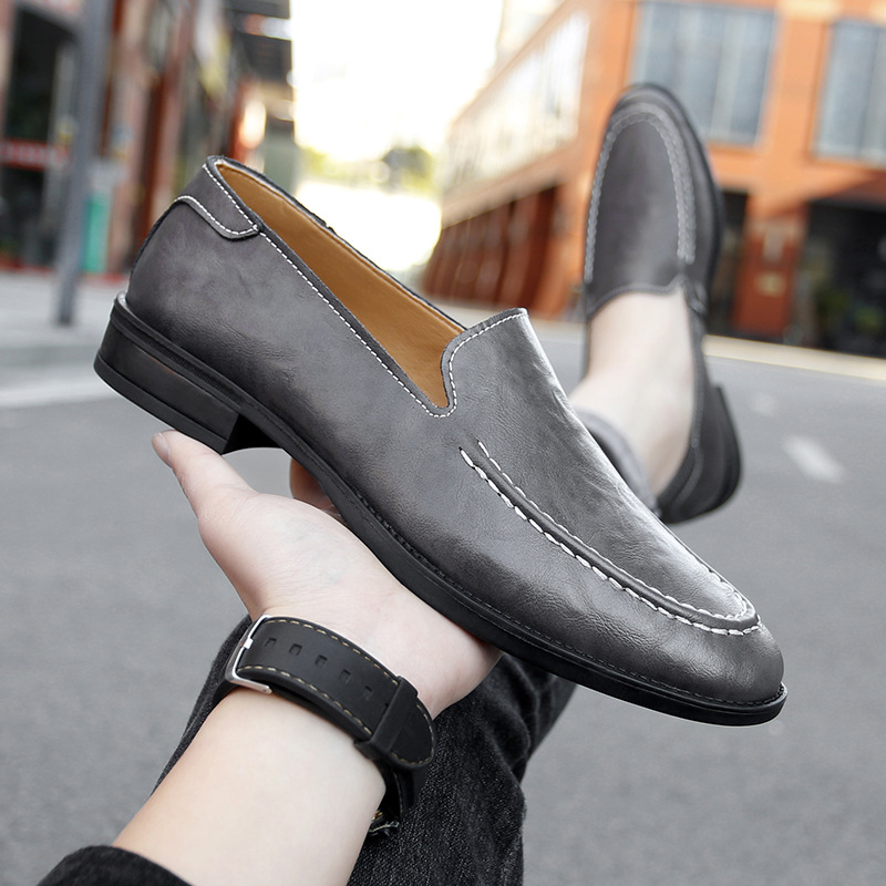 Unisex kožni loafer slip-on s PU uloškom, gumom na potplati, niski potplat