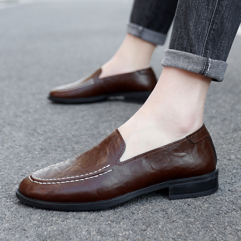 Unisex kožni loafer slip-on s PU uloškom, gumom na potplati, niski potplat