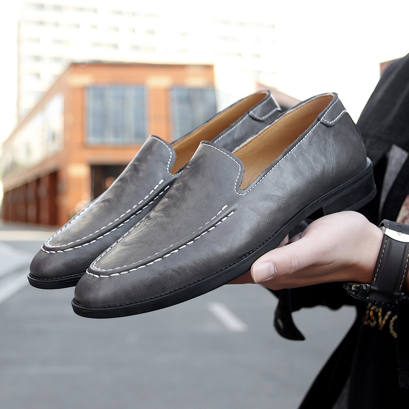 Unisex kožni loafer slip-on s PU uloškom, gumom na potplati, niski potplat