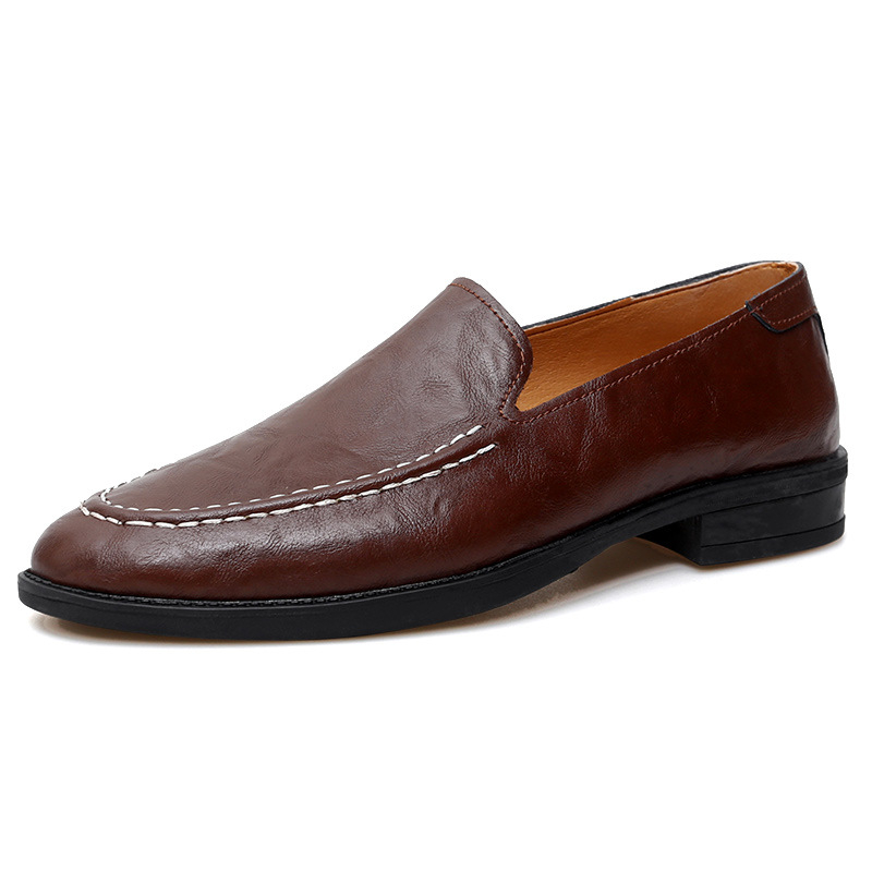 Unisex kožni loafer slip-on s PU uloškom, gumom na potplati, niski potplat
