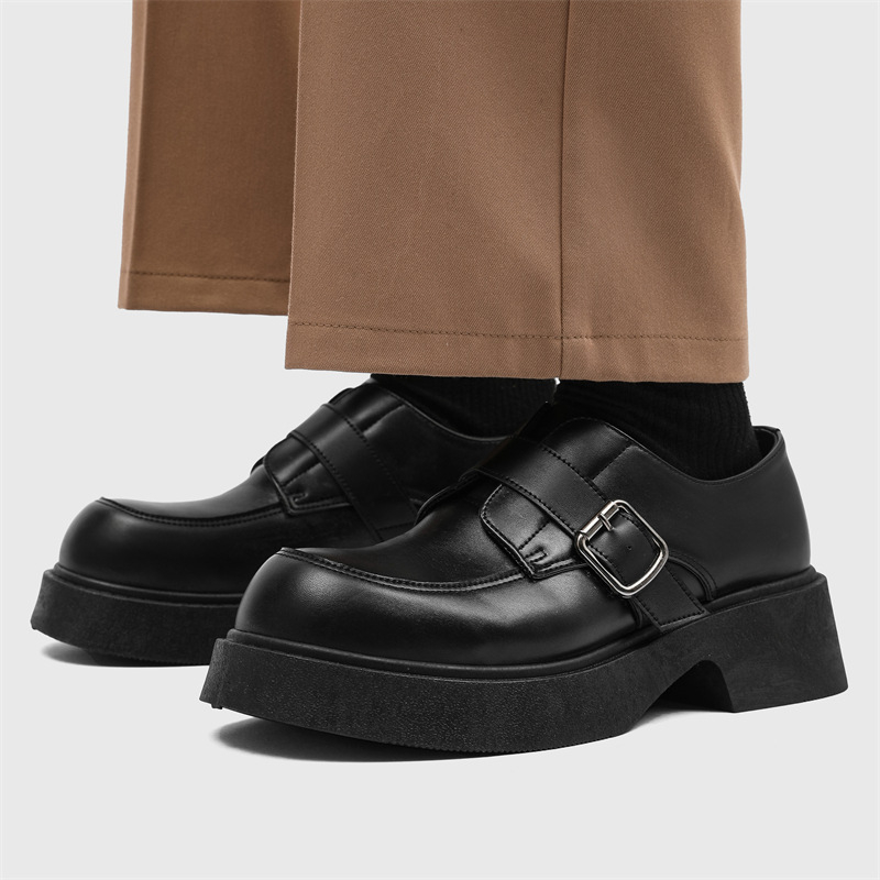 Muške PU derby cipele s povećanjem visine, vodootporne, okrugli vrh, peta 3-5 cm, vezice, proljetni britanski stil